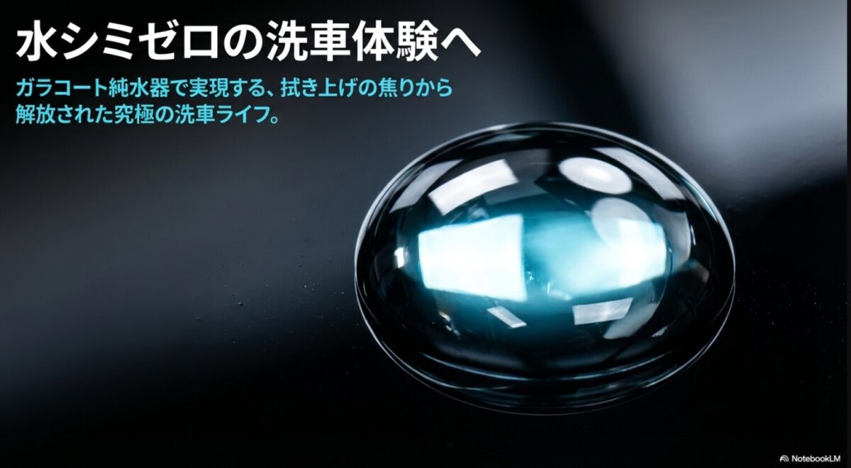 水シミゼロの洗車体験を実現するガラコート純水器のイメージ画像