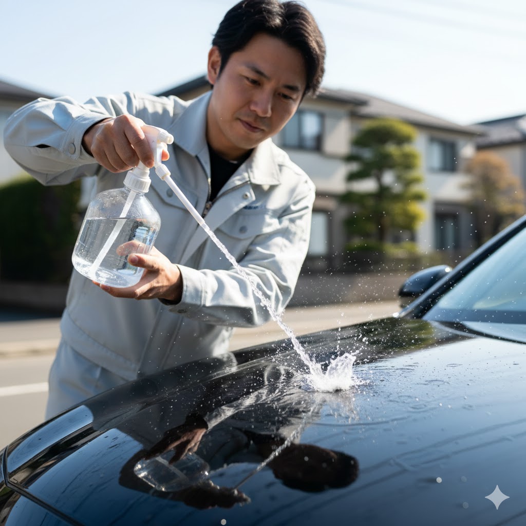 ダイソーの霧吹きでふやかす