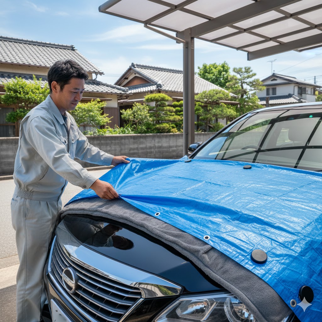 ブルーシートで物理的に守る