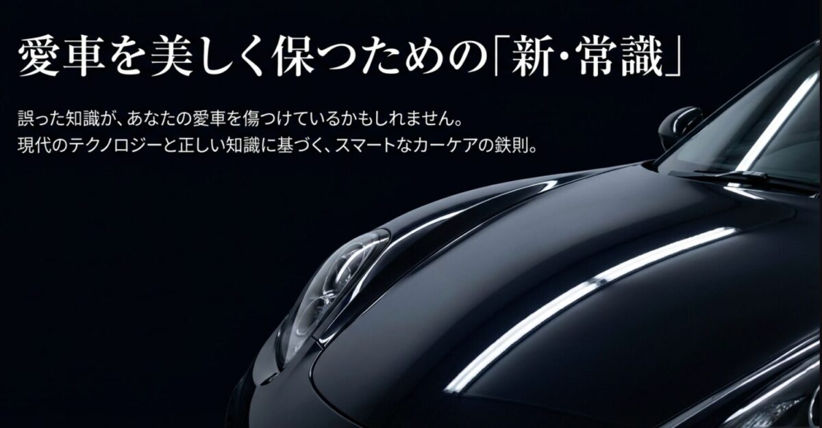 黒い車の洗車傷を防ぎ美しく保つためのスマートなカーケアの鉄則を示すタイトル画像