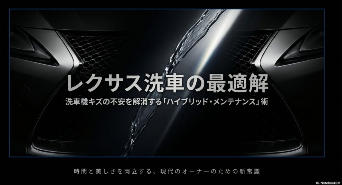 レクサス洗車の最適解、洗車機キズの不安を解消するハイブリッド・メンテナンス術のタイトルスライド