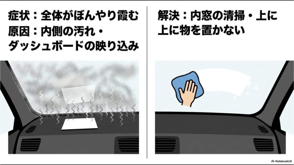 全体がぼんやり霞む内側の汚れや映り込みの原因と内窓清掃による解決策