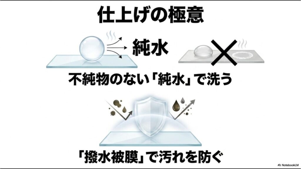 純水での洗車と撥水被膜によるフロントガラス仕上げの極意