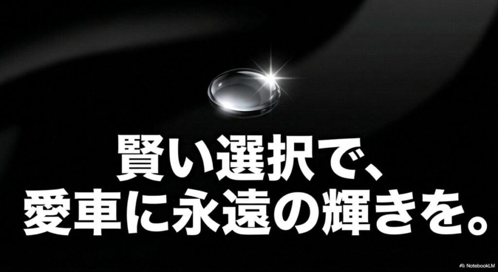 賢いコーティング選びとメンテナンスで愛車に永遠の輝きをもたらすことを伝えるメッセージ画像